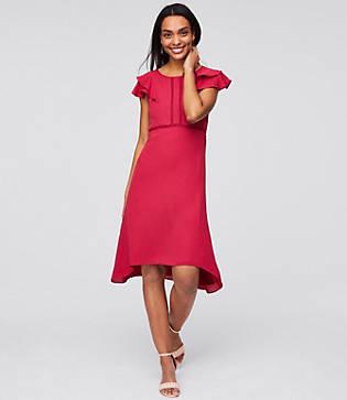 Loft Lace Trim Flutter Dress