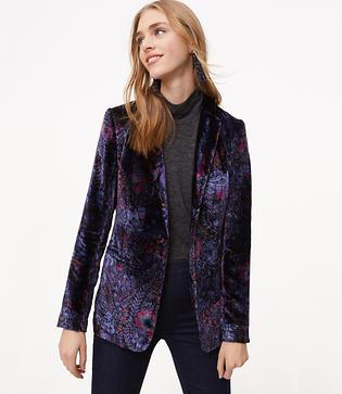 Loft Paisley Velvet Blazer