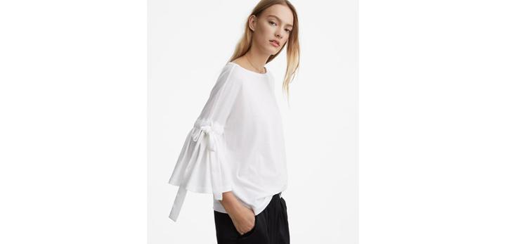 Loft Lou & Grey Softserve Cotton Tie Bell Sleeve Top