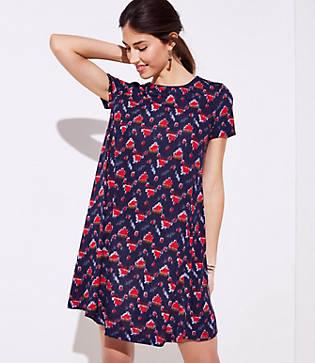 Loft Ikat Short Sleeve Swing Dress