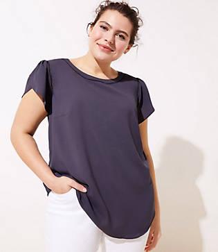 Loft Plus Tulip Sleeve Button Back Top