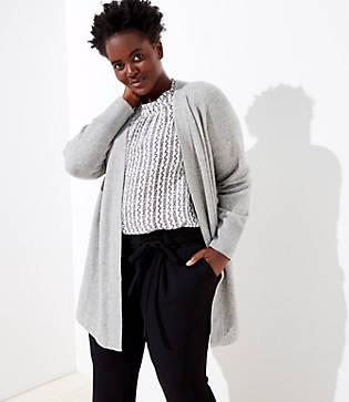 Loft Plus Shirttail Open Cardigan