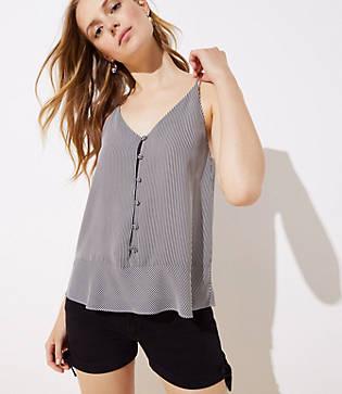 Loft Striped Covered Button Peplum Strappy Cami
