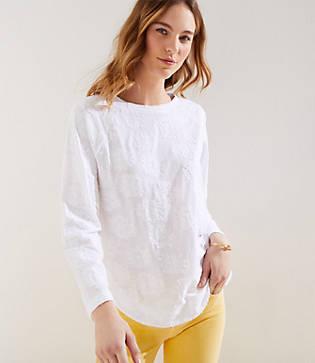 Loft Floral Jacquard Raglan Shirttail Tee