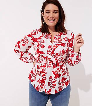 Loft Plus Summer Blossom Peplum Blouse