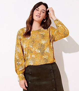 Loft Plus Blossom Pleated Cuff Blouse