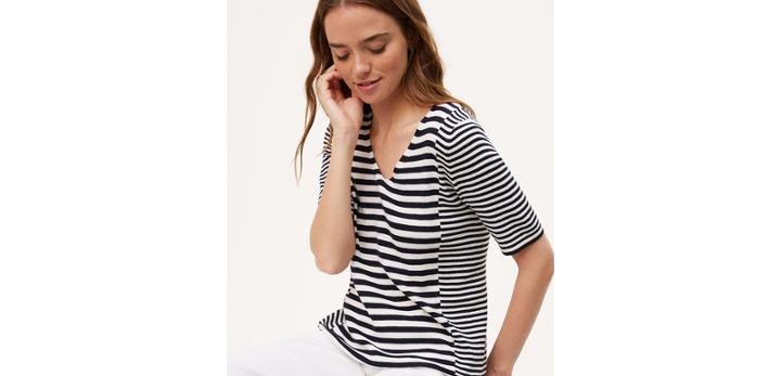 Loft Mixed Stripe V-neck Sweater