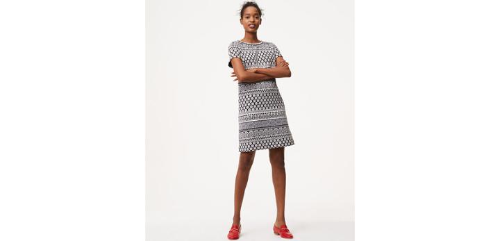 Loft Tiled Stripe Shift Dress