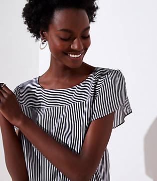 Loft Striped Petal Sleeve Top