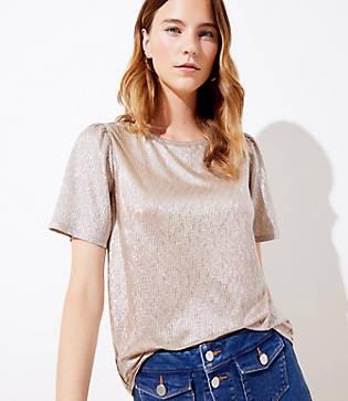Loft Shimmer Puff Sleeve Tee
