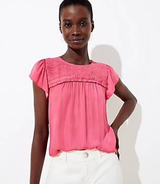 Loft Smocked Cap Sleeve Blouse