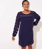 Loft Plus Striped Sheer Yoke Dress