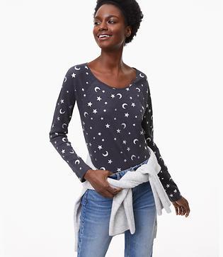 Loft Foil Star Textured Raglan Tee