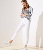 Loft Modern Side Stripe Frayed High Waist Skinny Crop Jeans In White