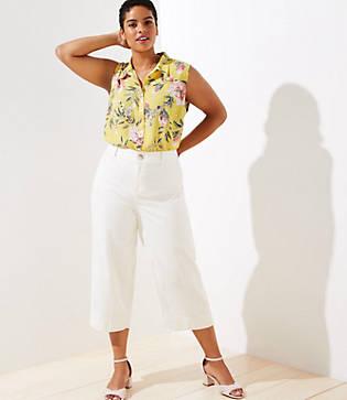 Loft Plus Wide Leg Pants In Twill