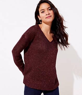 Loft Shimmer V-neck Sweater
