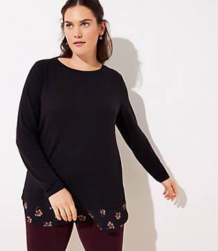 Loft Plus Mixed Media Shirttail Tee