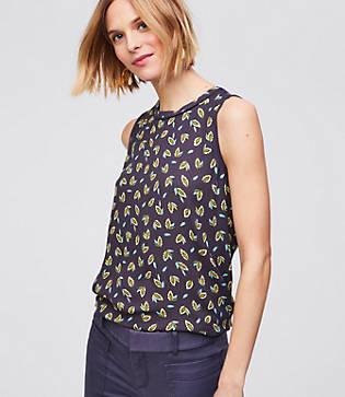 Loft Floral Tie Back Mixed Media Shell