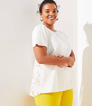 Loft Plus Garden Mixed Media Tie Back Flutter Sweater