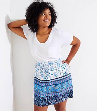 Loft Plus Border Floral Pocket Drawstring Skirt
