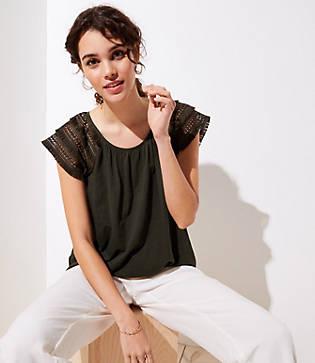 Loft Fringe Dot Lace Tee