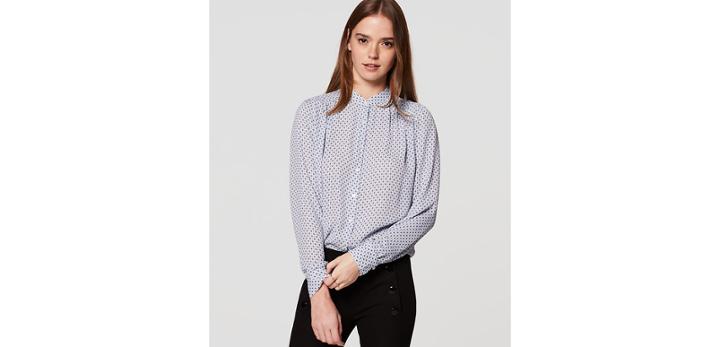 Loft Diamond Puff Sleeve Blouse