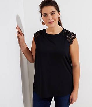 Loft Plus Lace Raglan Sleeve Top