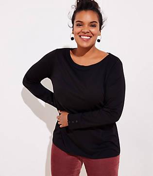 Loft Plus Button Cuff Long Sleeve Tee