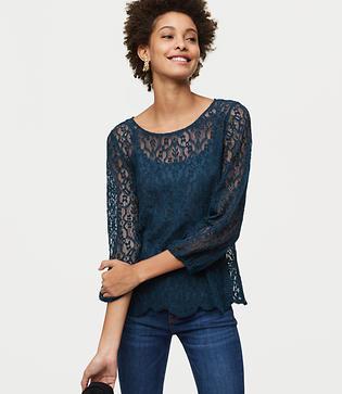 Loft Scalloped Lace Top