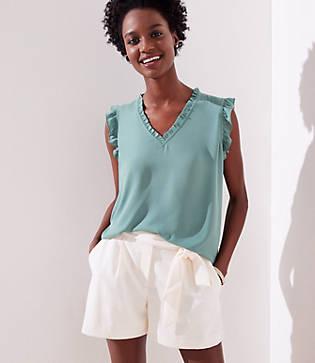 Loft Ruffle V-neck Shell