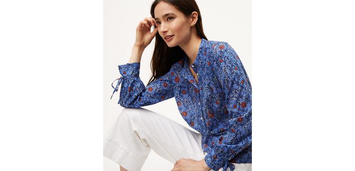 Loft Field Floral Tie Cuff Shirt