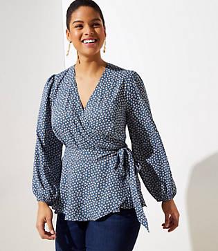Loft Plus Daisy Bloom Wrap Blouse