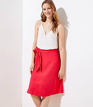 Loft Tie Waist Linen Blend Skirt