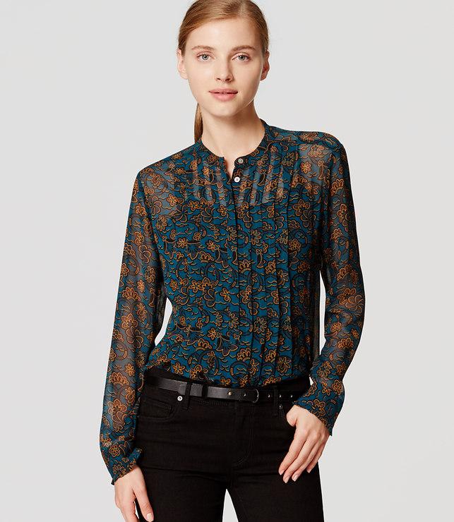 Loft Floral Pintucked Blouse