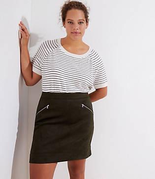 Loft Plus Faux Suede Zip Skirt