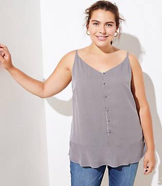 Loft Plus Striped Covered Button Peplum Strappy Cami