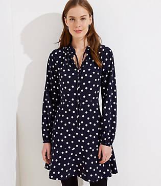 Loft Bloom Ruffle Tie Neck Dress