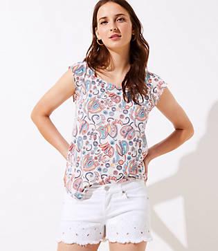 Loft Paisley Square Neck Tee