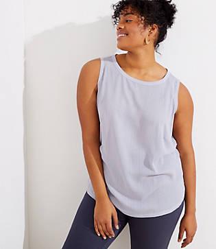 Loft Oe Ly Mix Media Tunic Knit Woven Tank -