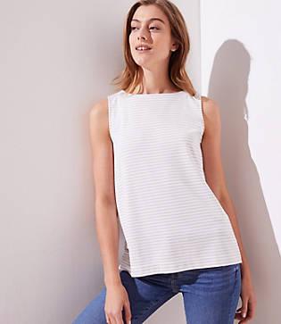 Loft Striped Button Back Tank