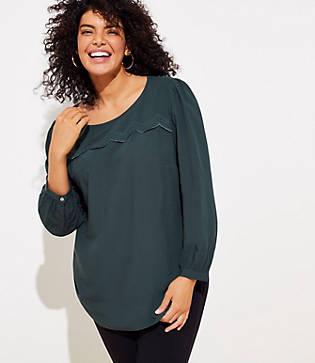 Loft Plus Eyelet Cutout Back Blouse