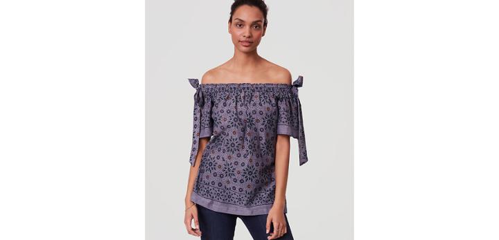 Loft Painterly Floral Off The Shoulder Top