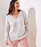 Loft Plus Speckled Slouch Double V Sweater