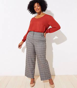 Loft Plus Plaid High Waist Wide Leg Trousers