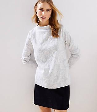 Loft Floral Jacquard Mock Neck Sweatshirt