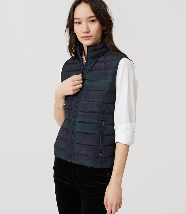 Loft Plaid Puffer Vest