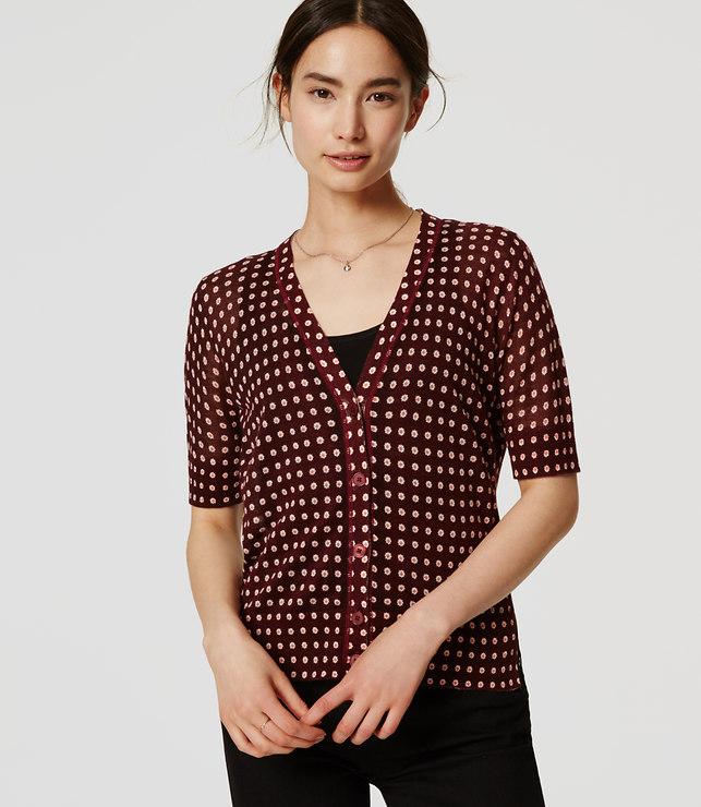 Loft Mosaic Sheer Short Sleeve Cardigan