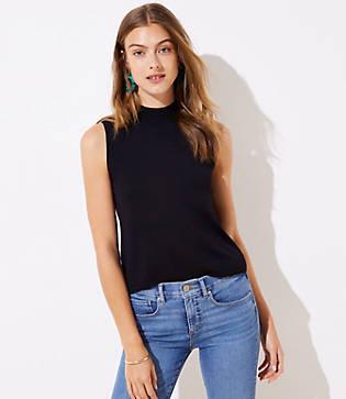 Loft Sleeveless Mock Neck Sweater