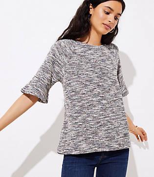 Loft Boucle Flare Sleeve Top