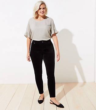 Loft Plus Velvet Skinny Jeans In Black